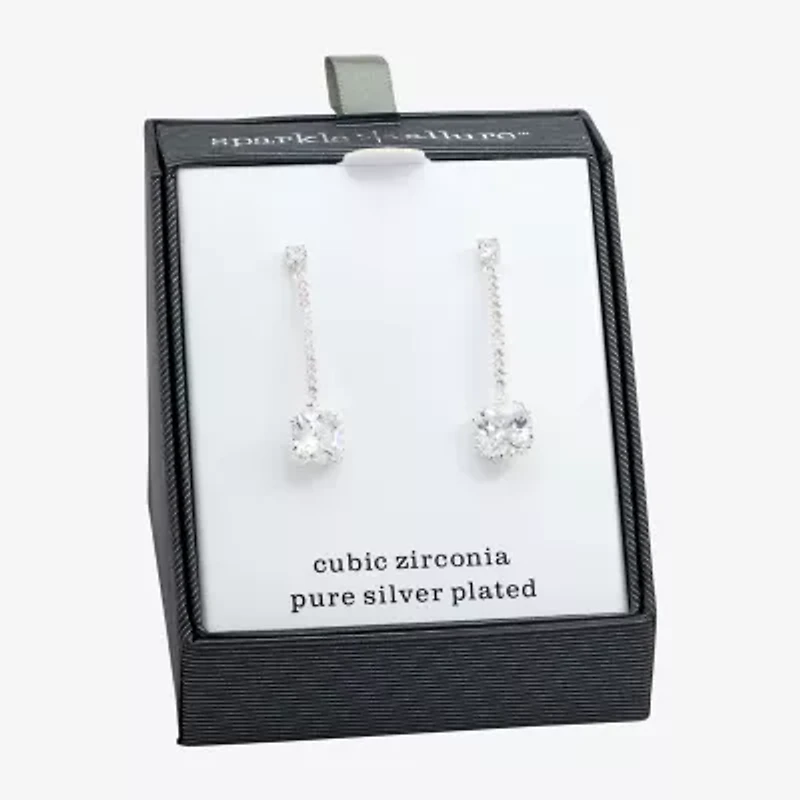 Sparkle Allure Womens Cubic Zirconia Pure Silver Over Brass Drop Earrings