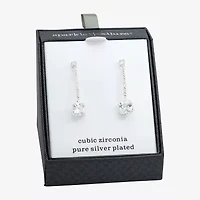 Sparkle Allure Womens Cubic Zirconia Pure Silver Over Brass Drop Earrings