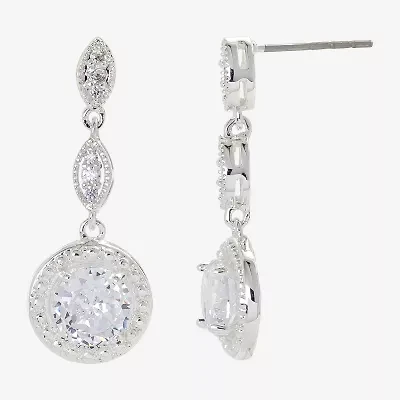 Sparkle Allure Womens Cubic Zirconia Pure Silver Over Brass Drop Earrings