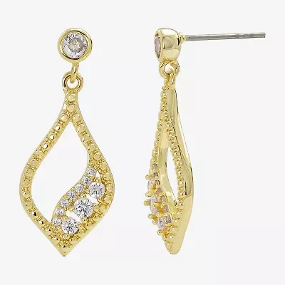 Sparkle Allure Womens Cubic Zirconia 14K Gold Over Brass Drop Earrings