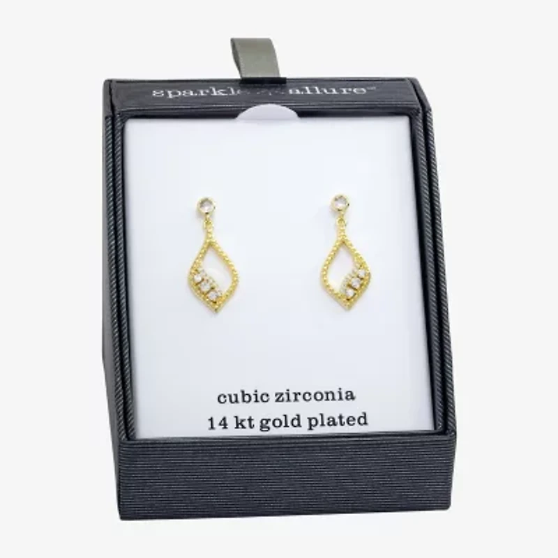 Sparkle Allure Womens Cubic Zirconia 14K Gold Over Brass Drop Earrings