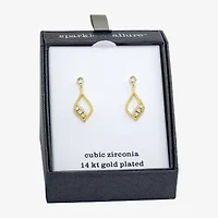 Sparkle Allure Womens Cubic Zirconia 14K Gold Over Brass Drop Earrings