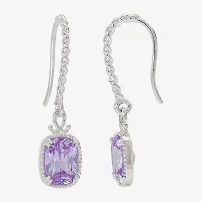 Sparkle Allure Womens Purple Cubic Zirconia Pure Silver Over Brass Drop Earrings