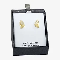 Sparkle Allure Cubic Zirconia 14K Gold Over Brass 17.9mm Butterfly Stud Earrings