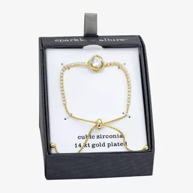 Sparkle Allure Womens Cubic Zirconia 14K Gold Over Brass Tennis Bracelet