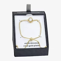 Sparkle Allure Womens Cubic Zirconia 14K Gold Over Brass Tennis Bracelet