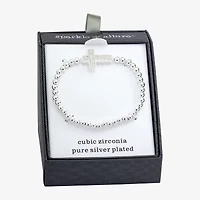 Sparkle Allure Womens Cubic Zirconia Cross Beaded Bracelet