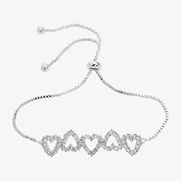 Sparkle Allure Womens Cubic Zirconia Heart Bolo Bracelet