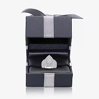 (I / I1) Womens 2 CT. T.W. Lab Grown White Diamond 10K Gold Pear Side Stone Halo Engagement Ring