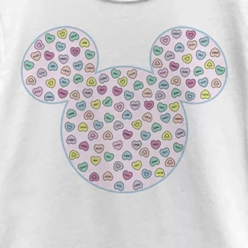 Disney Collection Little & Big Kid Girls Crew Neck Short Sleeve Regular Fit Mickey and Friends Mouse Minnie Graphic T-Shirt