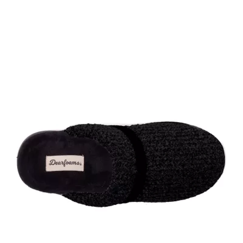 Dearfoams Serena Marled Chenille Scuff Womens Memory Foam Slip-On Slippers