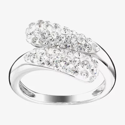 Sparkle Allure Womens Crystal Pure Silver Over Brass Bypass Band