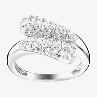 Sparkle Allure Womens Crystal Pure Silver Over Brass Bypass  Band