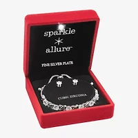 Sparkle Allure Light Up Box Womens Cubic Zirconia Pure Silver Over Brass 2-pc. Jewelry Set