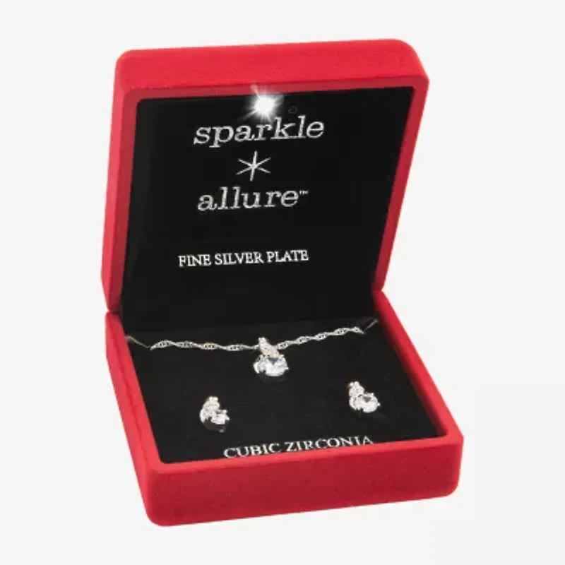 Sparkle Allure Light Up Box Womens Cubic Zirconia Pure Silver Over Brass Infinity 2-pc. Jewelry Set