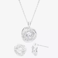 Sparkle Allure Light Up Box Love Womens Cubic Zirconia Pure Silver Over Brass Knot 2-pc. Jewelry Set