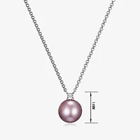 Womens Diamond Accent Pink Cultured Freshwater Pearl Sterling Silver 18 Inch Pendant Necklace