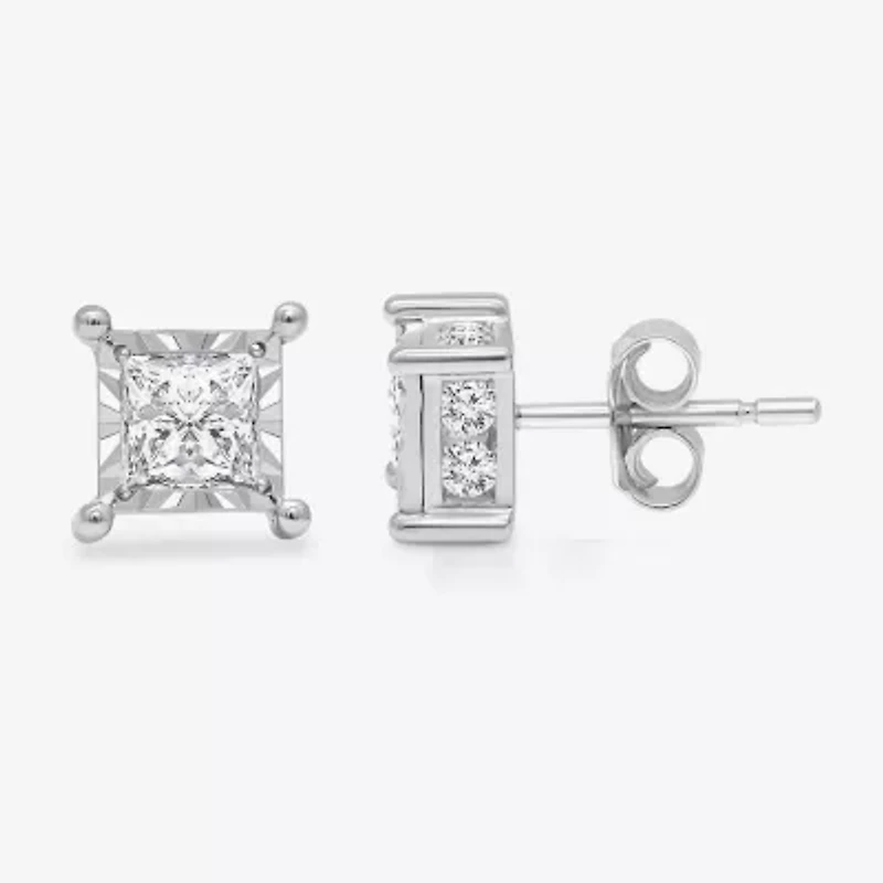 Tru Miracle 1 1/2 CT. T.W. Natural White Diamond 14K White Gold Stud Earrings