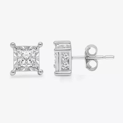 Tru Miracle 1 1/2 CT. T.W. Natural White Diamond 14K White Gold Stud Earrings