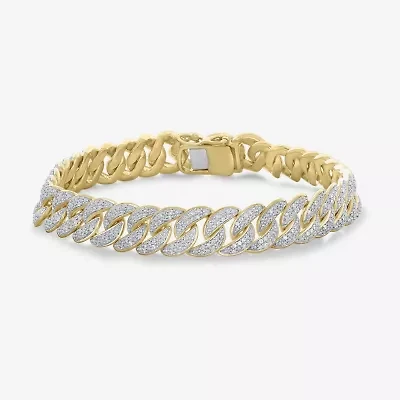 Mens 14K Gold Over Silver Sterling Silver 8 1/2 Inch Solid Chain Bracelet