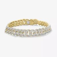 Mens 14K Gold Over Silver Sterling Silver 8 1/2 Inch Solid Chain Bracelet