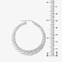 Womens Sterling Silver 48mm Round Hoop Earrings