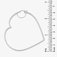Womens Sterling Silver 60mm Heart Hoop Earrings