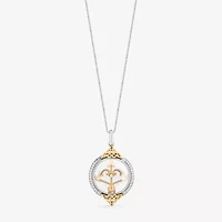 Enchanted Disney Fine Jewelry Womens 1/6 CT. T.W. Genuine White Quartz 14K Gold Over Silver Arrow 18 Inch Pendant Necklace
