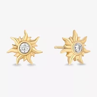 Enchanted Disney Fine Jewelry 1/10 CT. T.W. Natural White Diamond 14K Gold Over Silver 9.5mm Rapunzel Stud Earrings