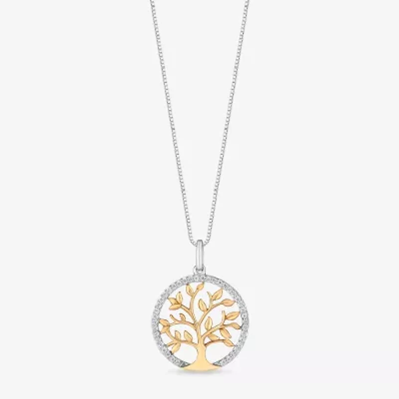 Womens 1/6 CT. T.W. Natural White Diamond 14K Gold Over Silver 18 Inch Pendant Necklace