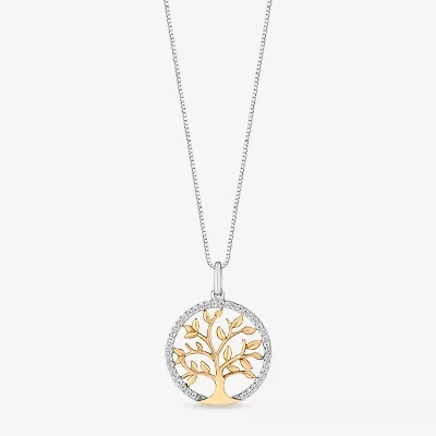 Womens 1/6 CT. T.W. Natural White Diamond 14K Gold Over Silver 18 Inch Pendant Necklace