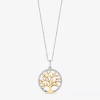 Womens 1/6 CT. T.W. Natural White Diamond 14K Gold Over Silver 18 Inch Pendant Necklace