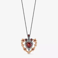 Enchanted Disney Fine Jewelry Villains Womens 1/10 CT. T.W. Genuine Red Garnet 14K Rose Gold Over Silver Heart 18 Inch Pendant Necklace