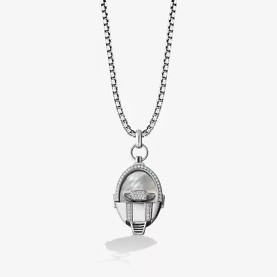 Star Wars Fine Jewelry Grogu Womens White Mother Of Pearl Sterling Silver 17 1/2 Inch Locket Necklace