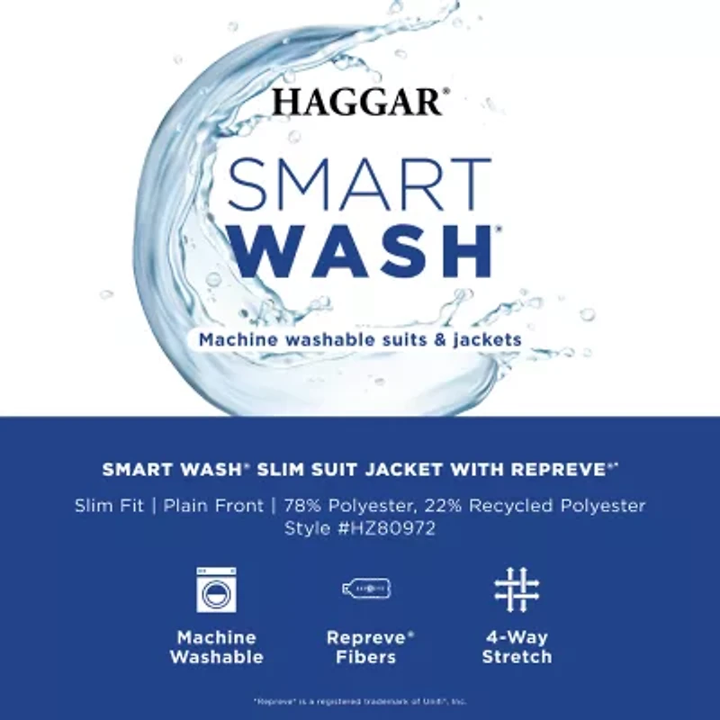 Haggar Smart Wash With Repreve Mens Stretch Fabric Slim Fit Suit Jacket