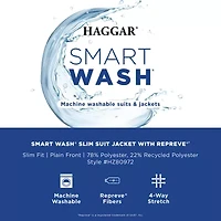 Haggar Smart Wash Tech Suit Mens Stretch Fabric Slim Fit Suit Jacket
