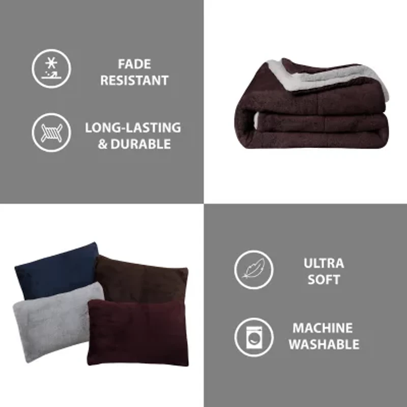 Swift Home Cozy Plush Faux Fur & Sherpa Reversible 3-pc. Midweight Down Alternative Comforter Set