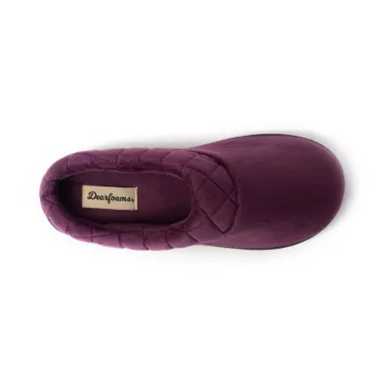 Dearfoams Darcy Velour Scuff Womens Memory Foam Clog Slippers