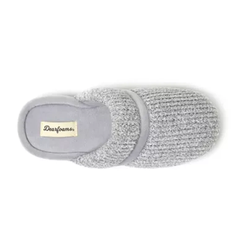 Dearfoams Serena Marled Chenille Scuff Womens Memory Foam Slip-On Slippers