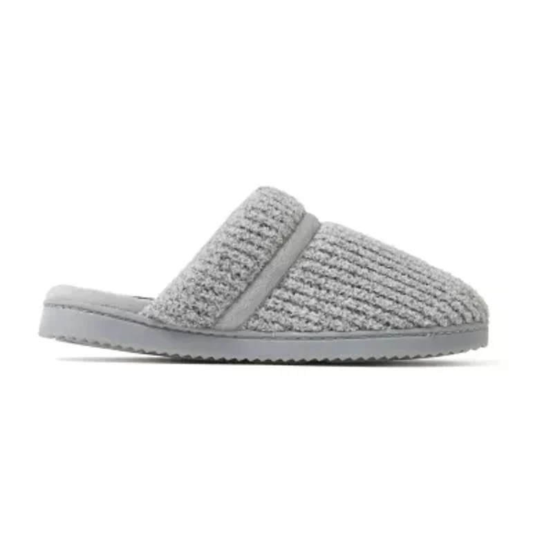Dearfoams Serena Marled Chenille Scuff Womens Memory Foam Slip-On Slippers