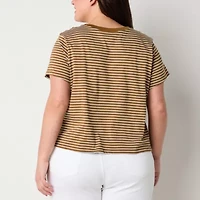 a.n.a Womens Round Neck Short Sleeve Plus T-Shirt