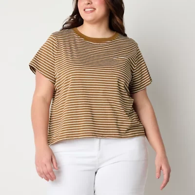 a.n.a Womens Plus Round Neck Short Sleeve T-Shirt