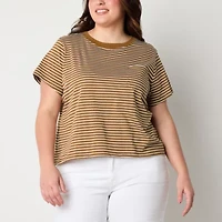 a.n.a Womens Plus Round Neck Short Sleeve T-Shirt