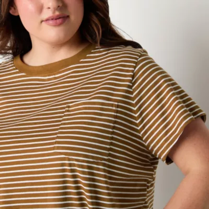 a.n.a Womens Plus Round Neck Short Sleeve T-Shirt