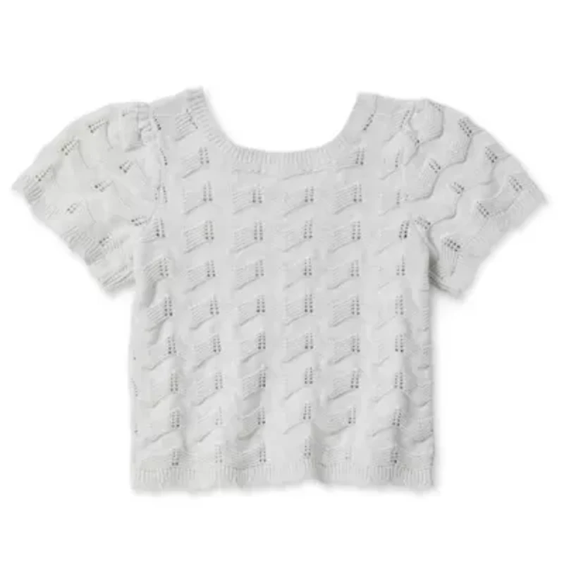 Thereabouts Little & Big Kid Girls Scoop Neck Short Sleeve Pullover Sweater