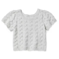 Thereabouts Little & Big Kid Girls Scoop Neck Short Sleeve Pullover Sweater