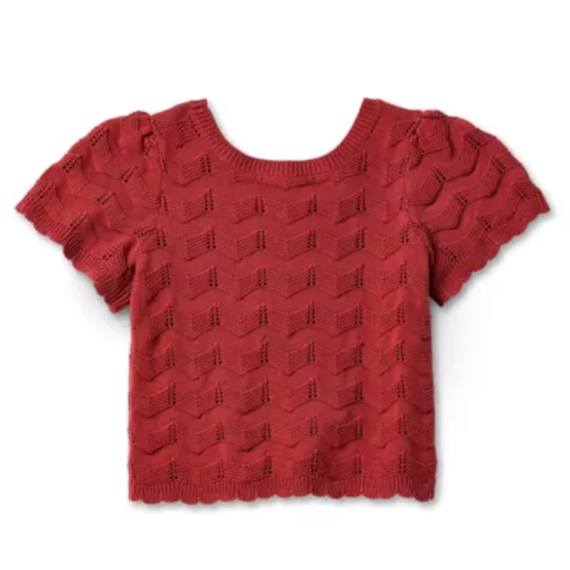 Thereabouts Little & Big Kid Girls Scoop Neck Short Sleeve Pullover Sweater