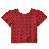 Thereabouts Little & Big Kid Girls Scoop Neck Short Sleeve Pullover Sweater