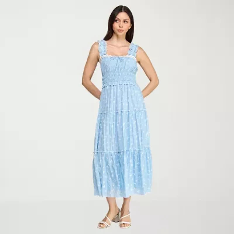 Trixxi Womens Juniors Sleeveless Floral A-Line Dress