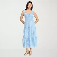 Trixxi Womens Juniors Sleeveless Floral A-Line Dress